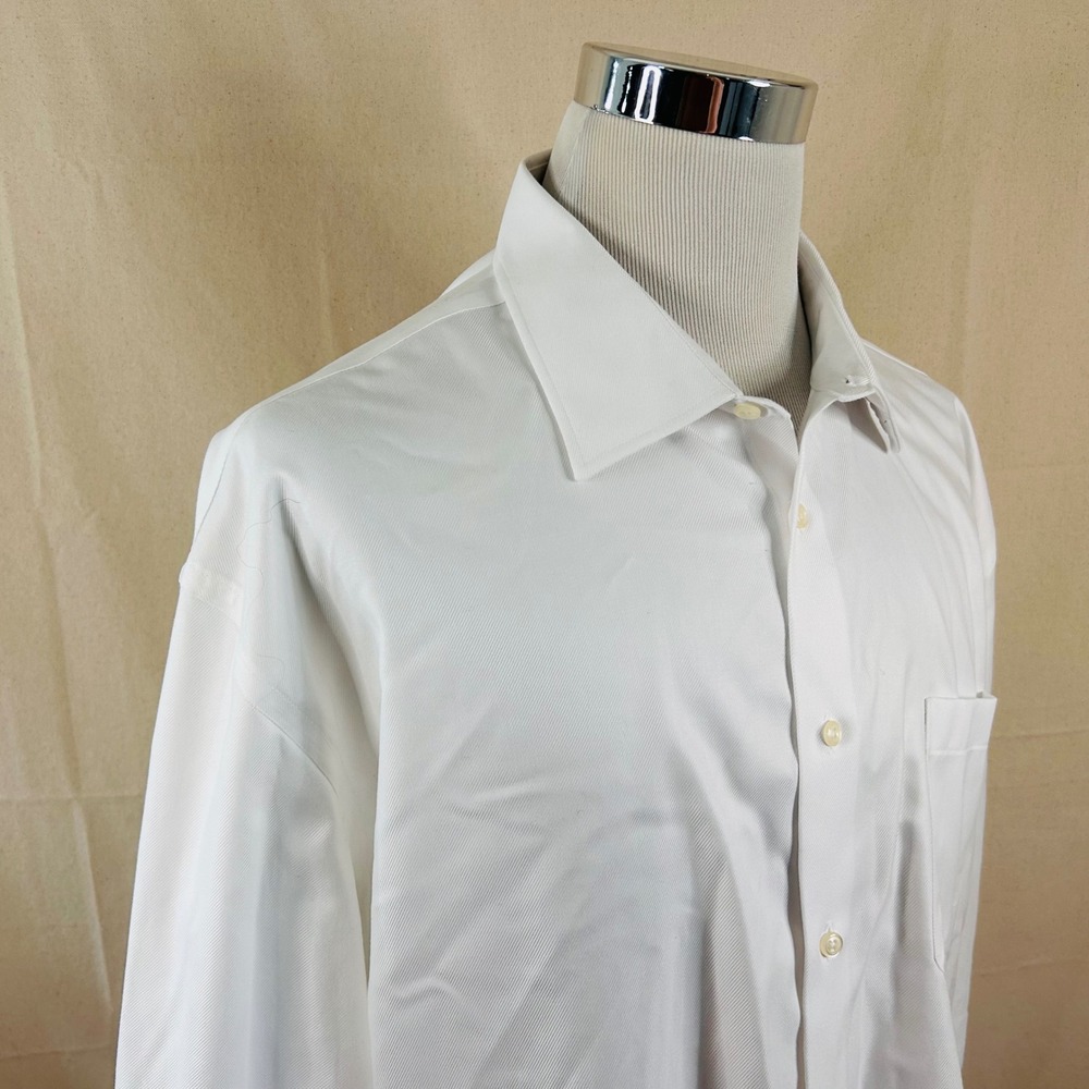 Joseph Abboud 19 34/35 Classic Fit Dress Shirt All White Non-Iron Cotton Mens